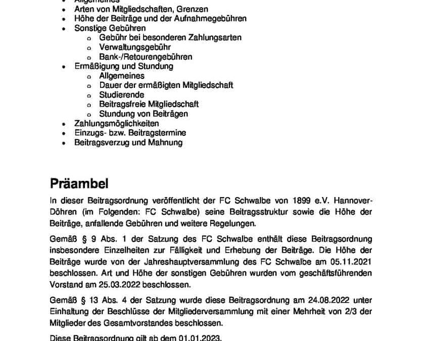 Beitragsordnung