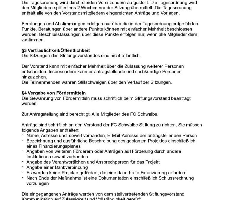 FC-Schwalbe-Stiftung-Geschäftsordnung
