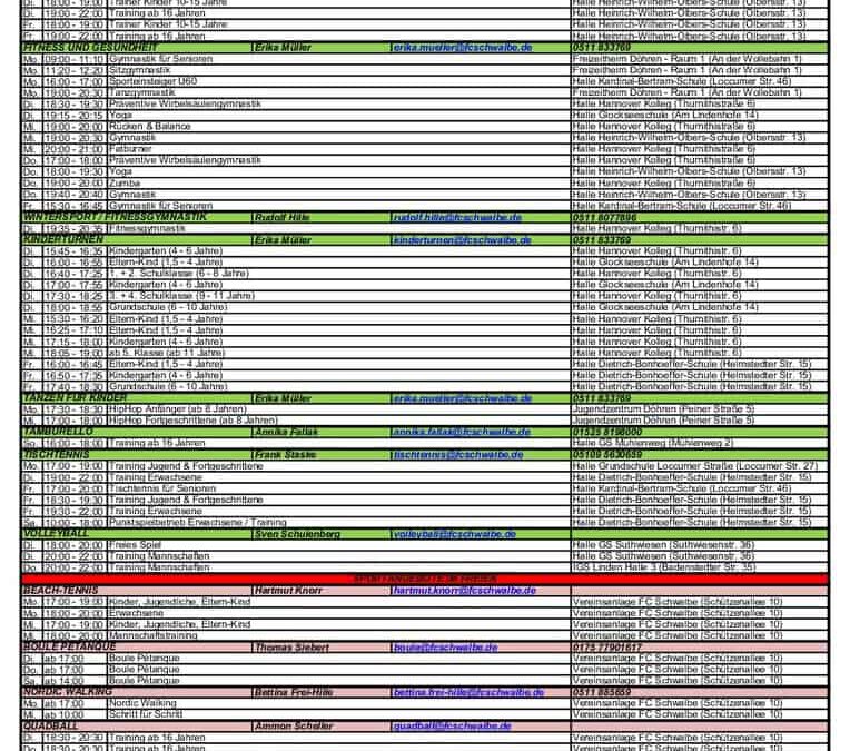 FC-Schwalbe-Trainingszeiten